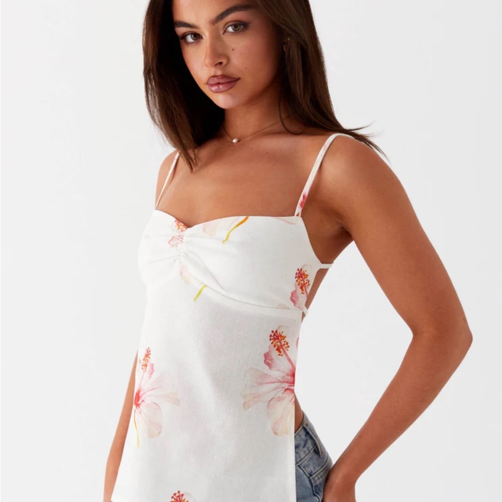 Peppermayo linen tie back top